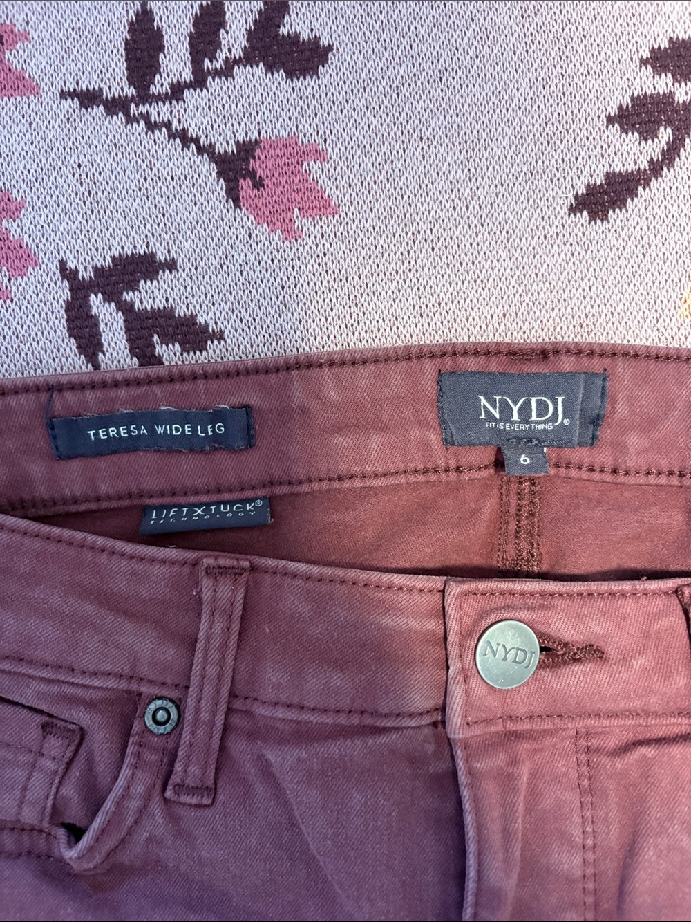 NYDJ Teresa Wide Leg Jeans in Dusty Mauve